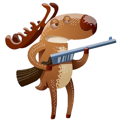 Cartoon deer holding rifle